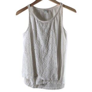 Sundance White Eyelet Front Sleeveless Tank Top Size XS